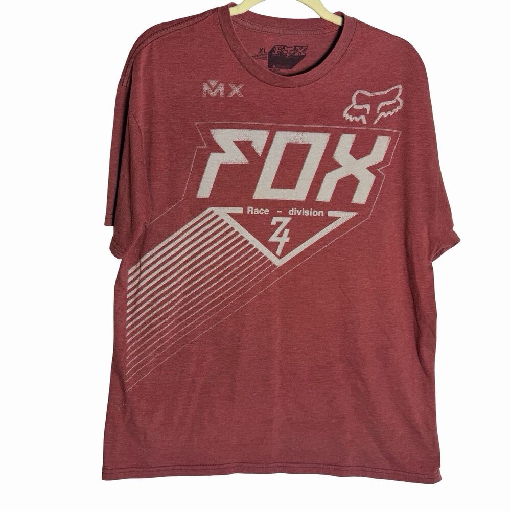 Fox Racing T Shirt Mens XL Red Graphic Logo Short Sleeve Motocross Tee PICS